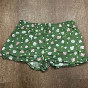 PINK Green Floral Print Sleep Shorts. Size Small.